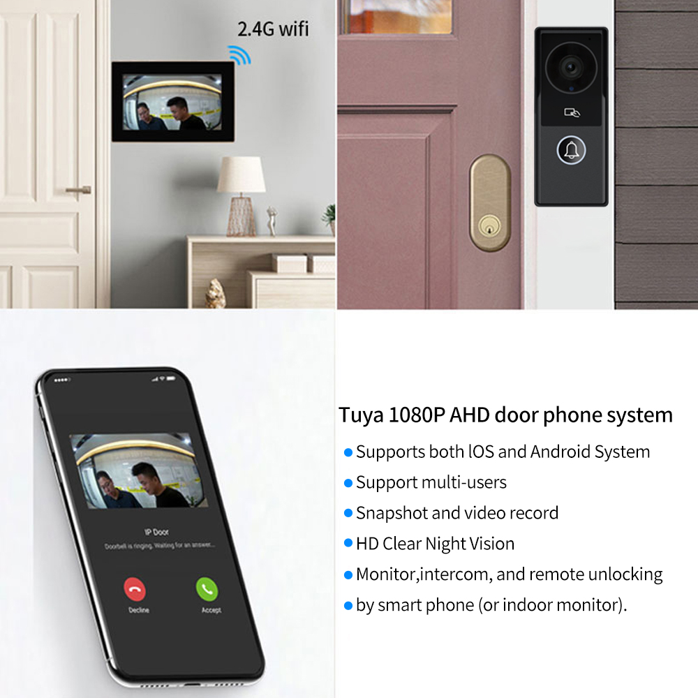 7/10 Inch Video Intercom 1080P - Smart Doorbell Wired review and price